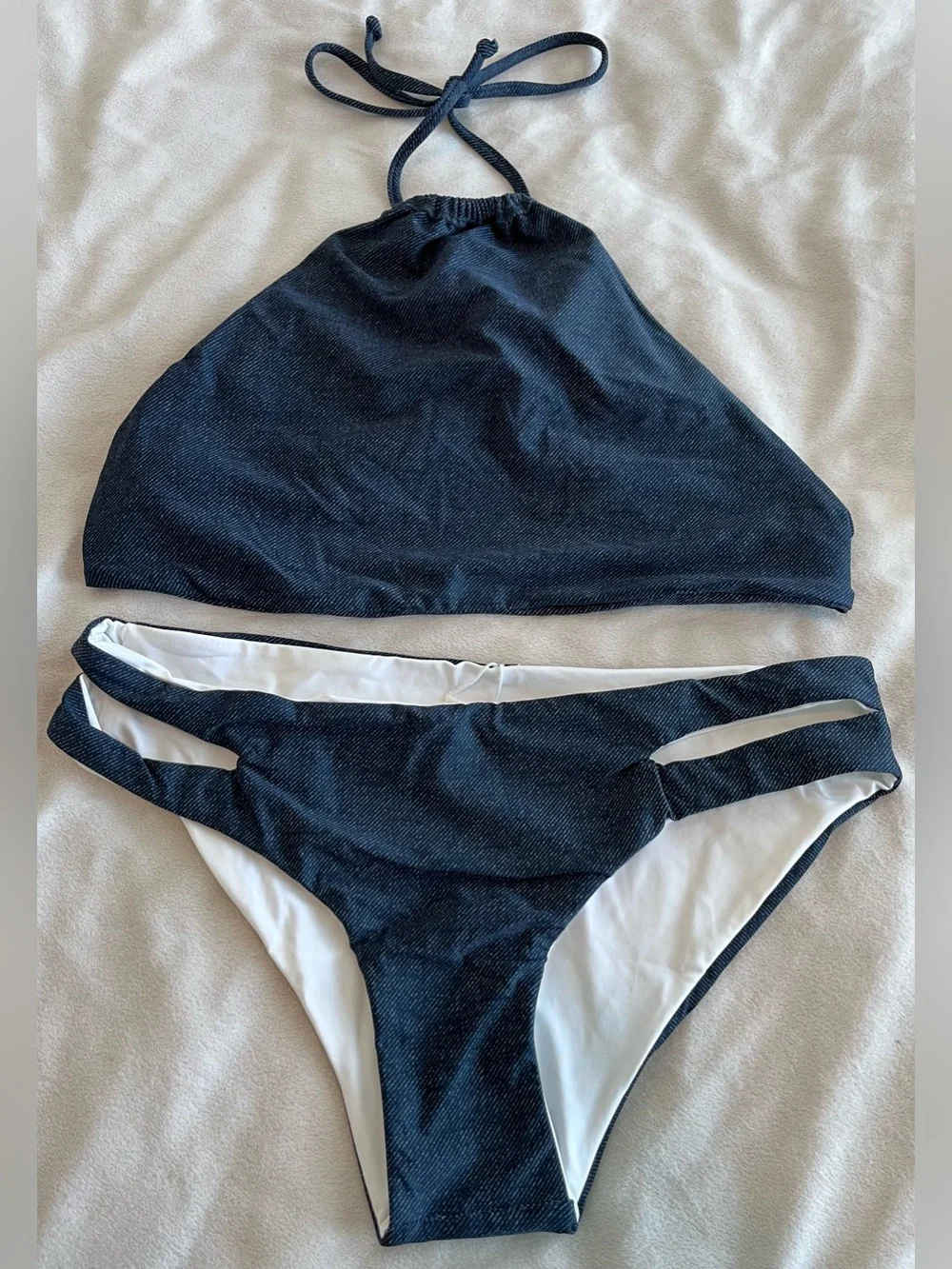 NEW L*Space Bikini Set Lizzie Denim Wrap Top & Estella Bottom Medium Resortwear